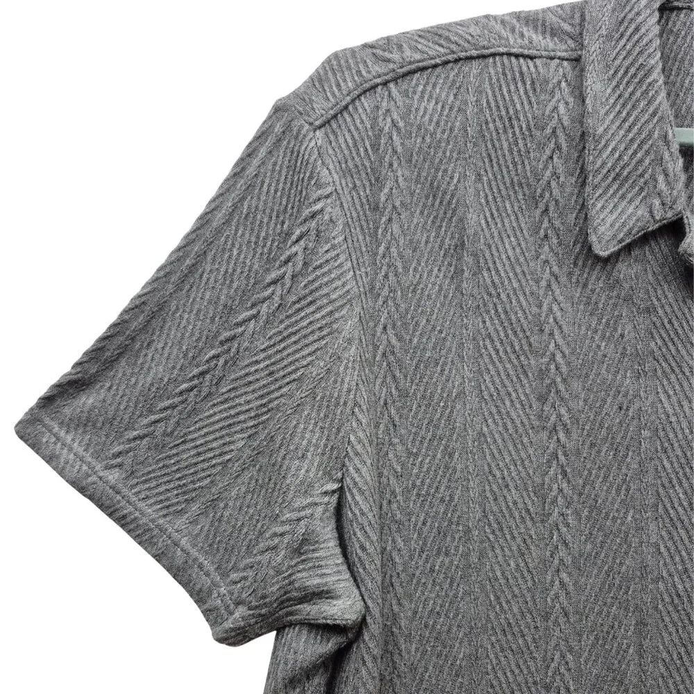 Arizona Jean Co Men’s Jacquard Casual Shirt Button-up Short Sleeve Size 2XL Gray - Picture 4 of 11